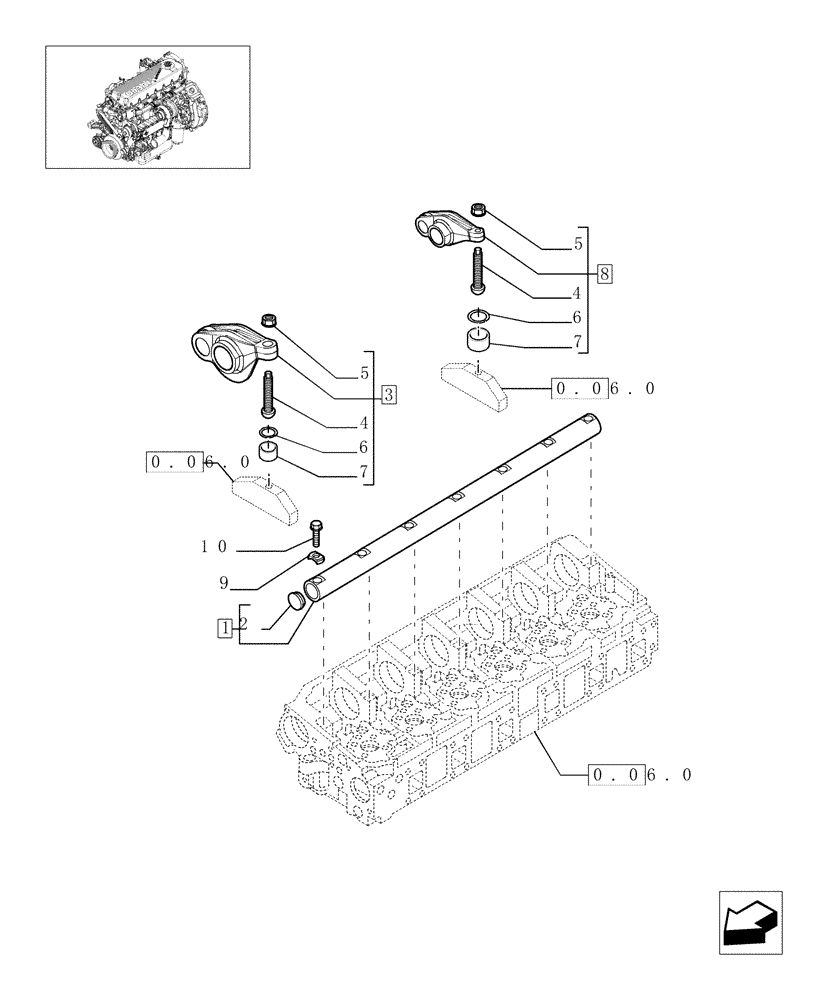 Схема запчастей Case F2CE9684E E002 - (0.06.6[01]) - SHAFT & ROCKER ARMS (504189152) 