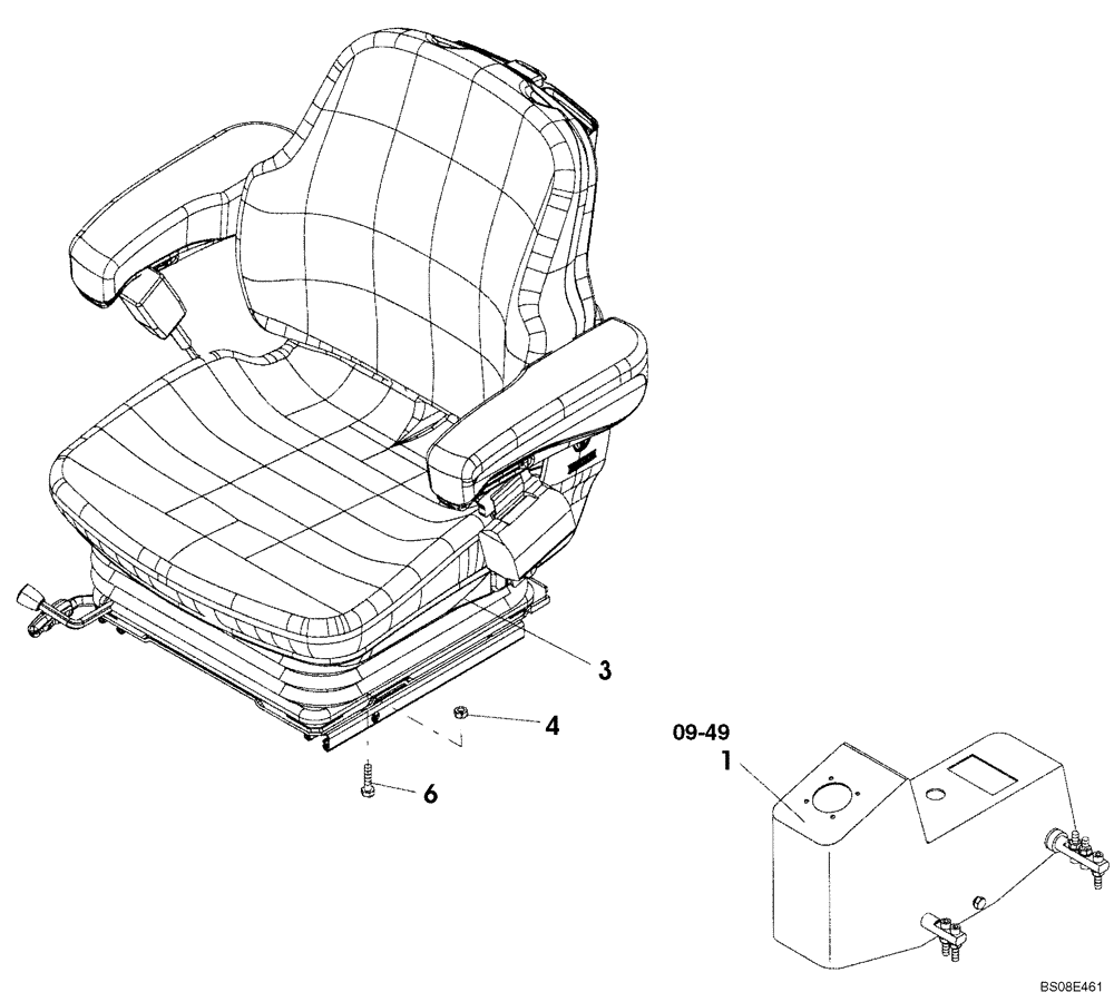 Схема запчастей Case SV210 - (09-48[01]) - SEAT ASSY (GROUP 158) (ND126721) (09) - CHASSIS/ATTACHMENTS