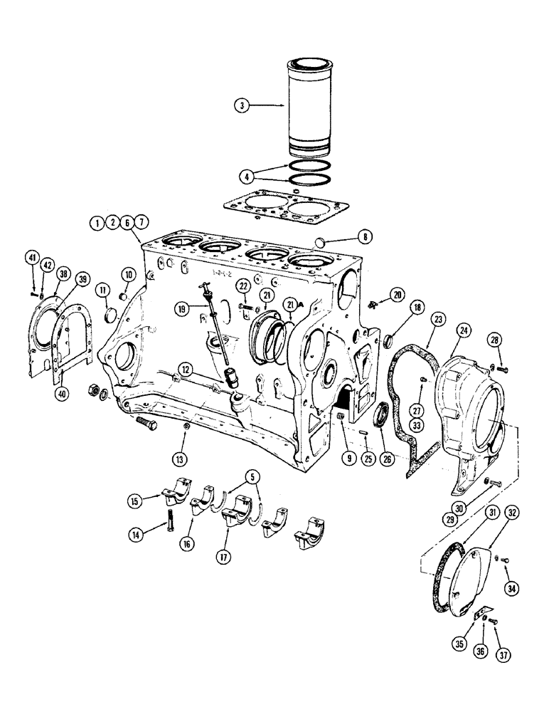 Схема запчастей Case W9A - (028) - CYLINDER BLOCK ASSEMBLY, GASOLINE (02) - ENGINE