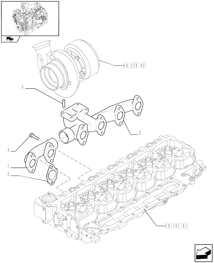 Схема запчастей Case F4DFE613C A005 - (10.254.0501) - EXHAUST MANIFOLD (10) - ENGINE