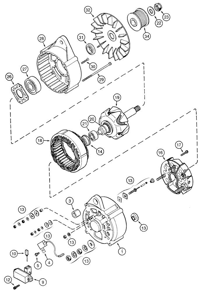 Схема запчастей Case 621D - (04-01) - ALTERNATOR ASSY (04) - ELECTRICAL SYSTEMS