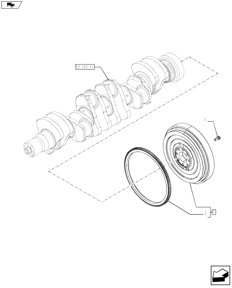 Схема запчастей Case F4HFE613P A003 - (10.103.02) - FLYWHEEL - ENGINE (504229874) ENGINE COMPONENTS