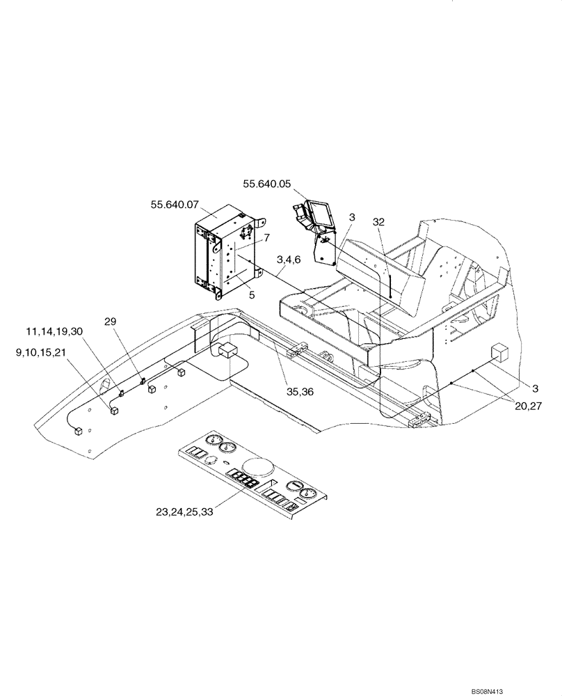 Схема запчастей Case SV212 - (55.100.04) - WIRING INSTALLATION (ACE) (55) - ELECTRICAL SYSTEMS