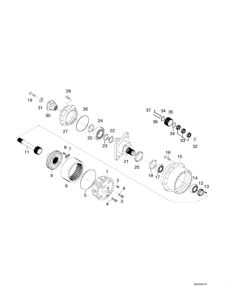 Схема запчастей Case 327B - (30A00000684[001]) - REDUCTION GEAR, FRONT WHEEL (87681196) (11) - AXLES/WHEELS