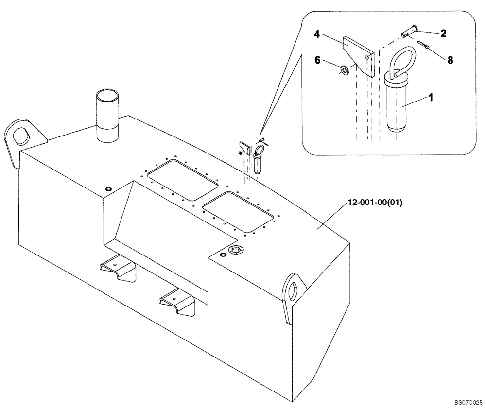 Схема запчастей Case SV208 - (12-001-00[02]) - DRAWBAR, REAR (GROUP 476) (ND131910) (09) - CHASSIS/ATTACHMENTS