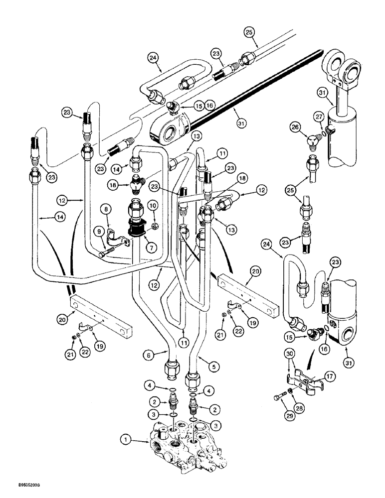 Схема запчастей Case 721B - (8-015A) - HYDRAULIC CIRCUIT, LOADER BUCKET, XT LOADER, P.I.N. JJEE0041109 & AFTER (08) - HYDRAULICS