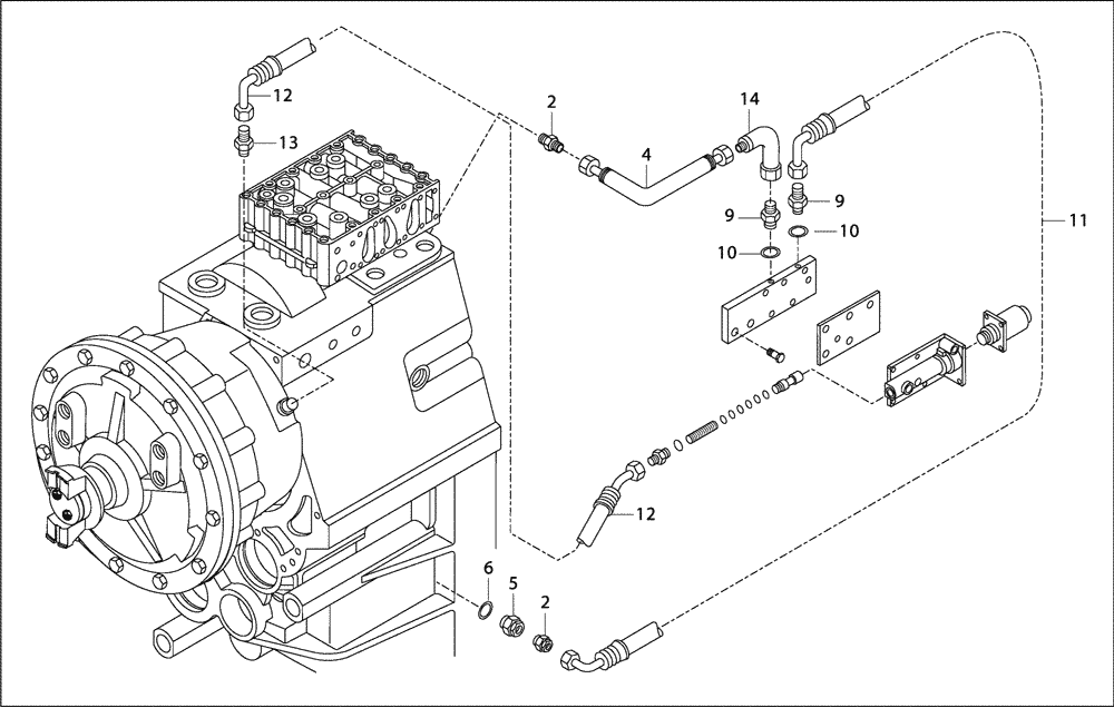 Схема запчастей Case 330B - (18A00000983[001]) - GEARBOX PIPING (87450719) (03) - Converter / Transmission