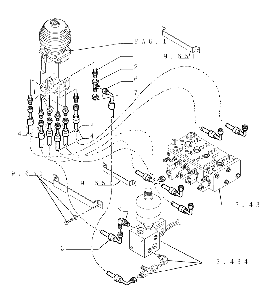 Схема запчастей Case 1850K - (3.437[02]) - CONTROL VALVE LINKAGE - PIPING (07) - HYDRAULIC SYSTEM/FRAME