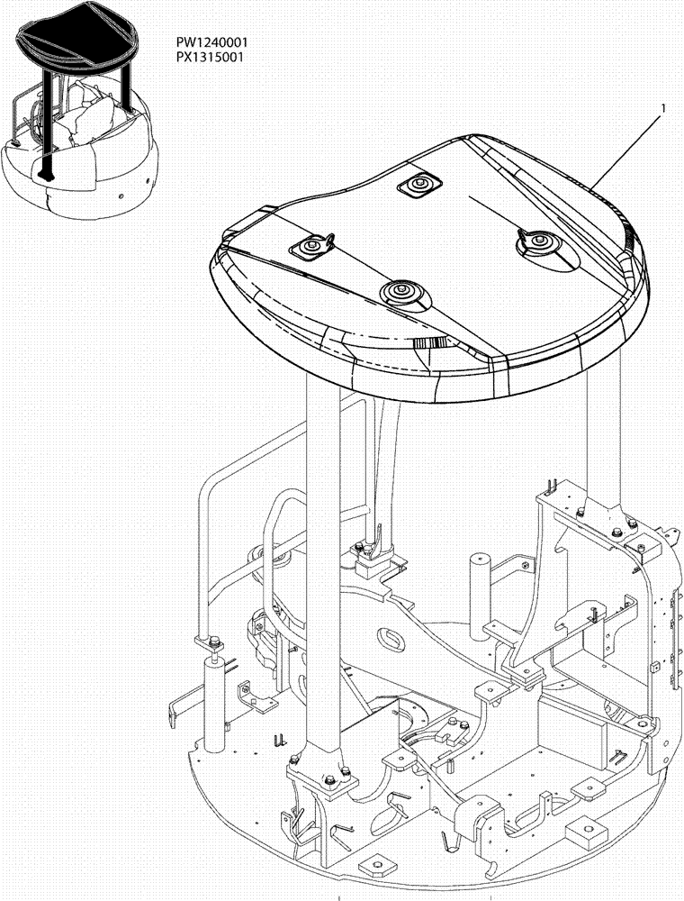 Схема запчастей Case CX36B - (01-047) - CANOPY INSTAL (90) - PLATFORM, CAB, BODYWORK AND DECALS