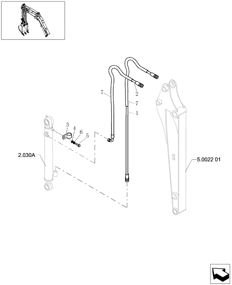 Схема запчастей Case CX27B - (5.0022[02A]) - ARM LINES - STD - 747325070 (05) - Section 5