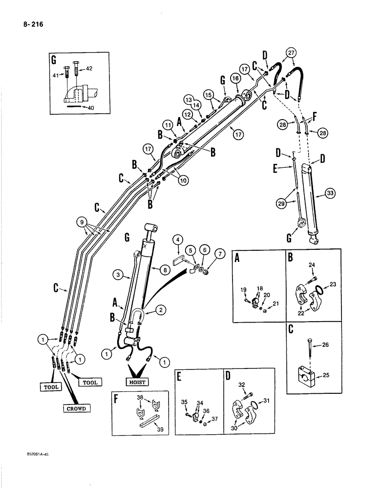 Схема запчастей Case 1080B - (8-216) - BOOM, ARM, AND TOOL CIRCUITS (08) - HYDRAULICS