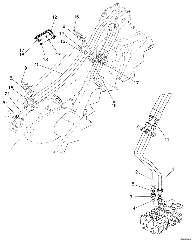 Схема запчастей Case 621D - (08-06) - HYDRAULICS - LOADER AUXILIARY (Z BAR LOADER) - IF USED (08) - HYDRAULICS