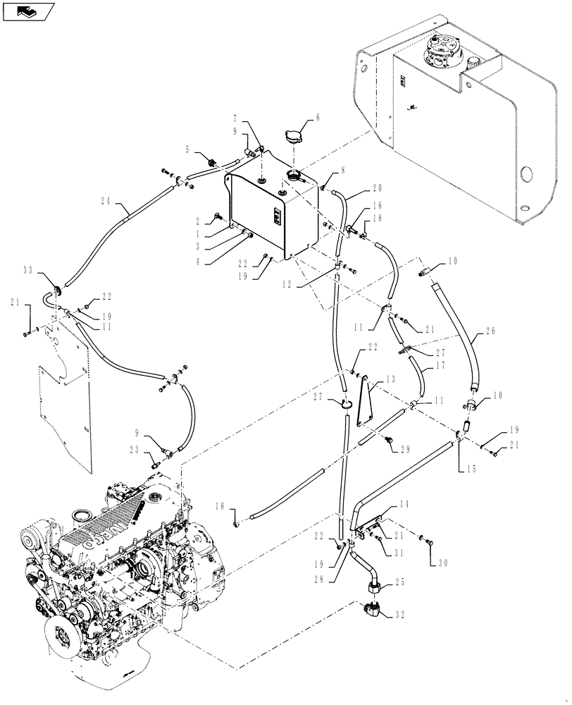 Схема запчастей Case 1021F - (10.400.03) - SURGE TANK (10) - ENGINE