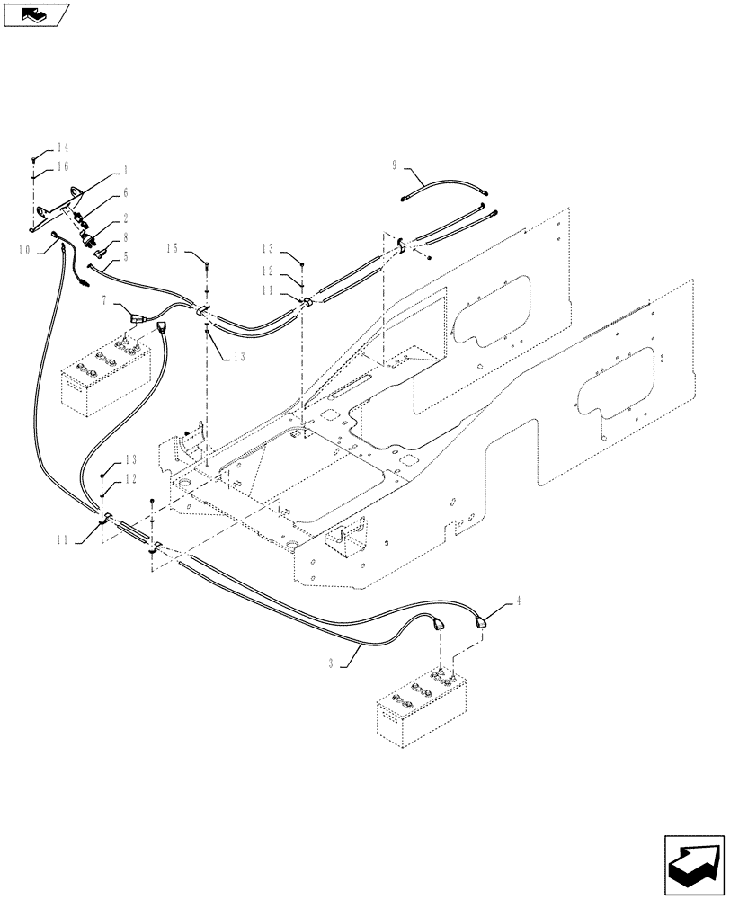 Схема запчастей Case 1021F - (55.301.02) - BATTERY CABLES (55) - ELECTRICAL SYSTEMS