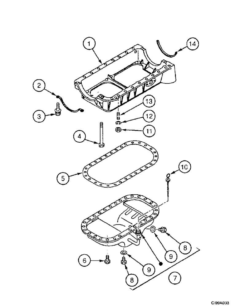 Схема запчастей Case 9007B - (2-32) - OIL PAN (02) - ENGINE