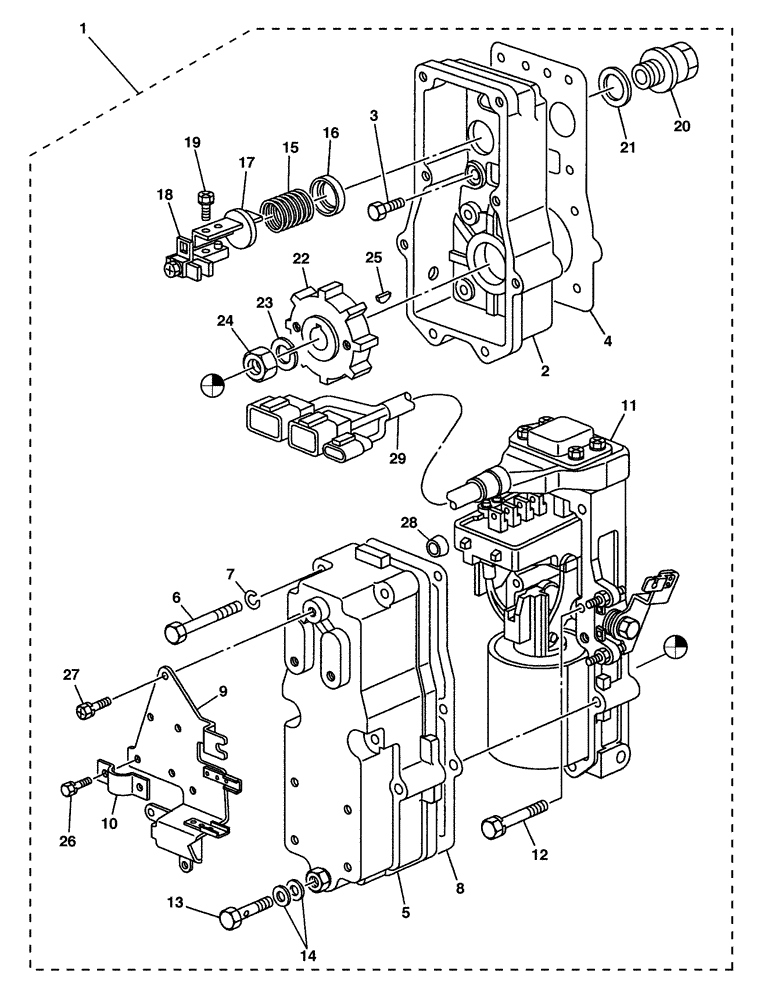 Схема запчастей Case CX350 - (03-025-00[01]) - FUEL INJECTION PUMP - CONTROL (04) - ELECTRICAL SYSTEMS