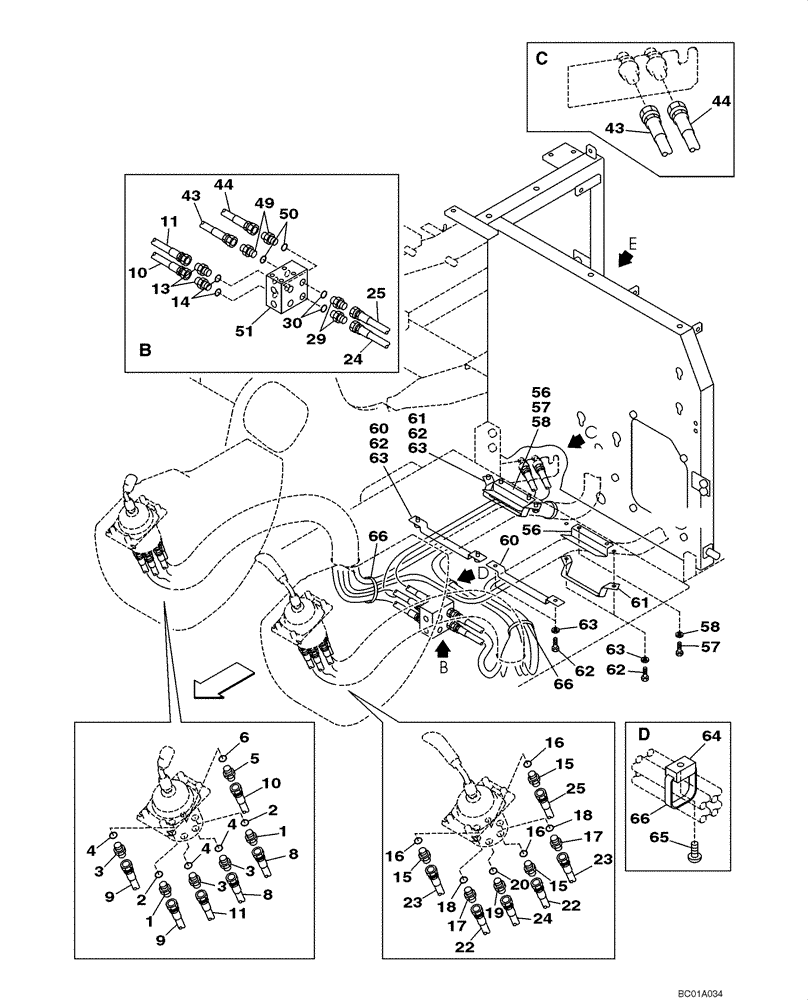 Схема запчастей Case CX160 - (08-23) - PILOT CONTROL LINES, ATTACHMENT - MODELS WITHOUT LOAD HOLD (08) - HYDRAULICS