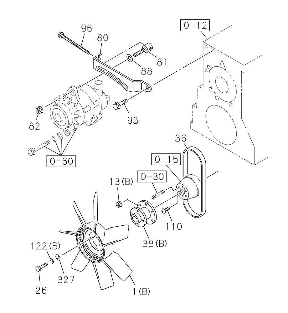 Схема запчастей Case CX250C - (02-019[00]) - BELT AND VENTILATOR - FAN GUARD (02) - ENGINE