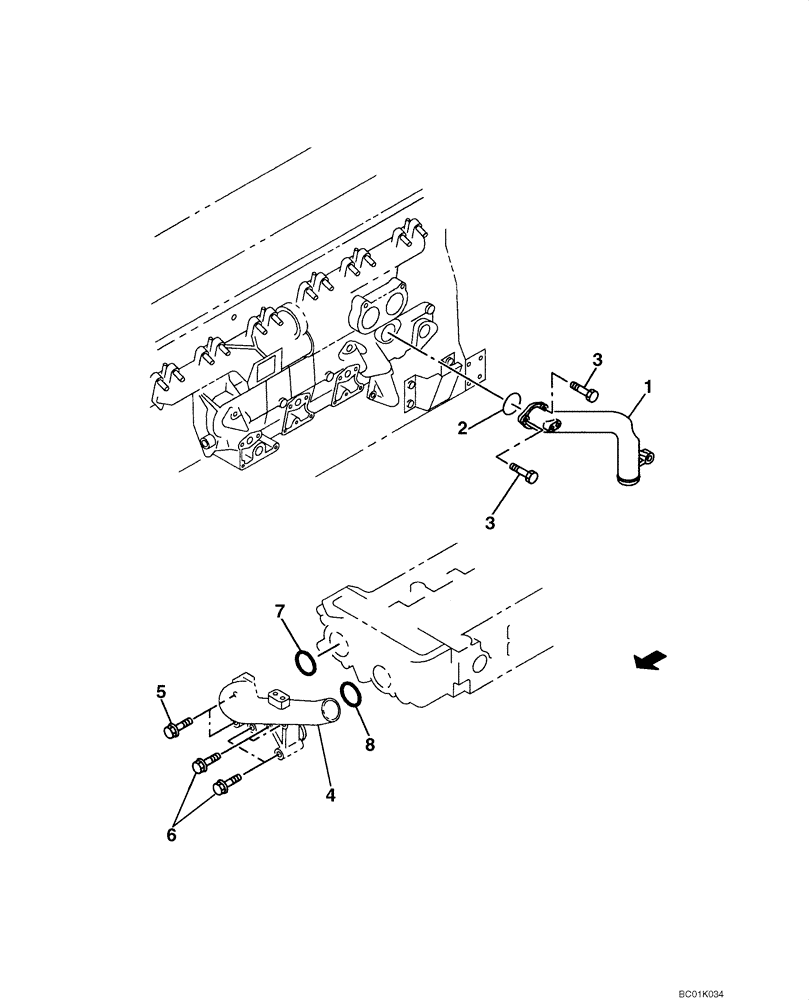 Схема запчастей Case CX800 - (02-09) - WATER CIRCUIT - ENGINE (02) - ENGINE