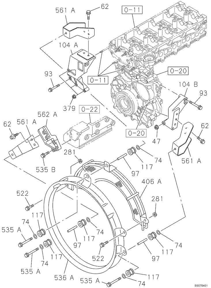 Схема запчастей Case CX160B - (02-33) - BRACKET - FAN GUARD (02) - ENGINE