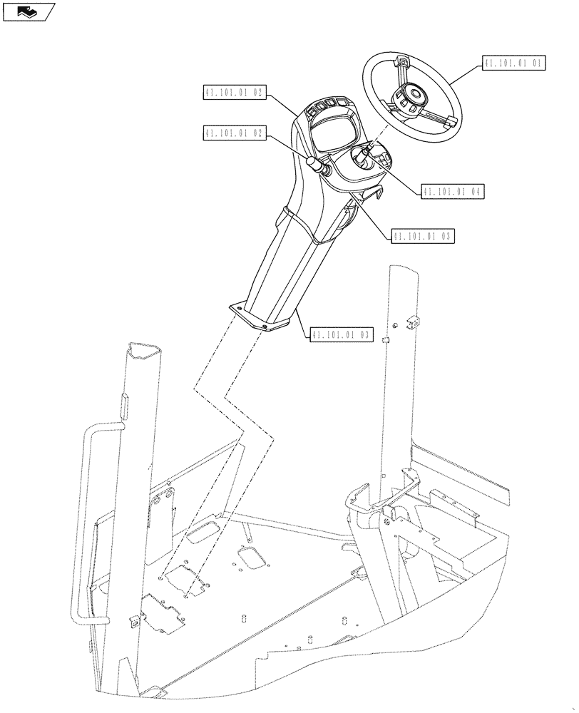 Схема запчастей Case 521F - (00.000.41[01]) - PICTORIAL INDEX, STEERING (00) - GENERAL & PICTORIAL INDEX