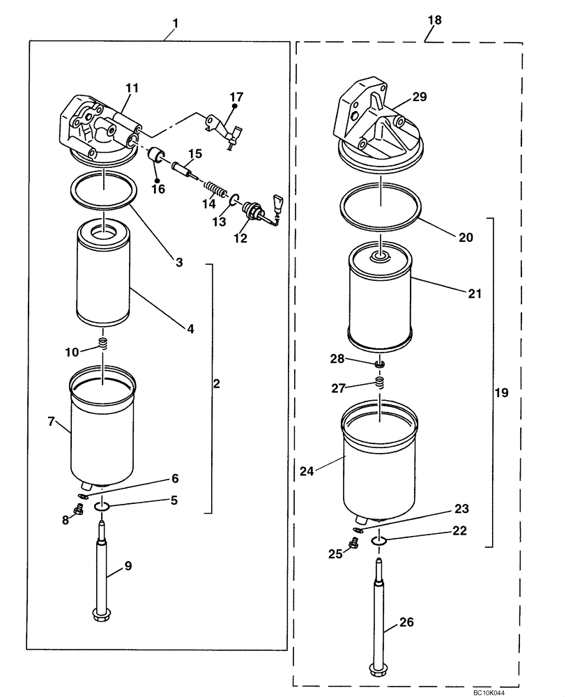 Схема запчастей Case CX800 - (02-19) - FILTER ASSY, OIL (02) - ENGINE