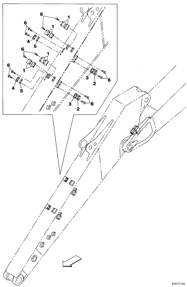 Схема запчастей Case CX240B - (09-39[03]) - CLAMPS - ARM (09) - CHASSIS/ATTACHMENTS