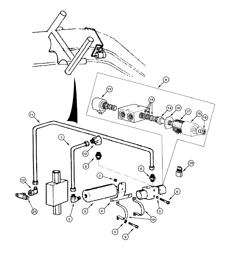 Схема запчастей Case 865 DHP - (8-018) - BLADE HYDRAULIC CIRCUIT - SIDE SHIFT ACCUMULATOR (OPTIONAL) (08) - HYDRAULICS