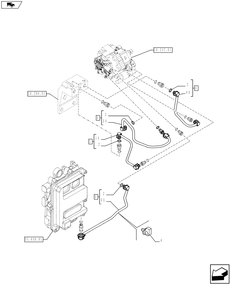 Схема запчастей Case F4HE0484G J102 - (10.218.01) - PIPING - FUEL (2855426-2855794) (10) - ENGINE