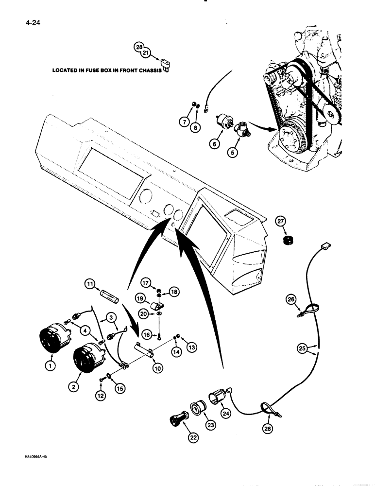 Схема запчастей Case W30 - (4-24) - ELECTRICAL SYSTEM, OPTIONAL GAUGES (04) - ELECTRICAL SYSTEMS