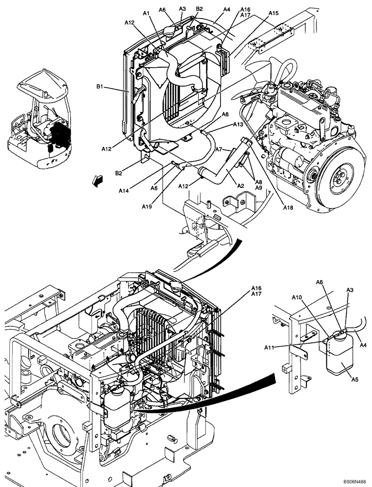 Схема запчастей Case CX17B - (01-006[00]) - RADIATOR INSTAL (PU05P00016F1, 17F1) (10) - ENGINE