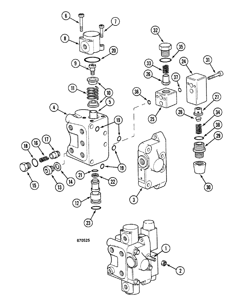 Схема запчастей Case 688C - (8C-52) - CONTROL VALVE FOR SWING, (-10629) (07) - HYDRAULIC SYSTEM