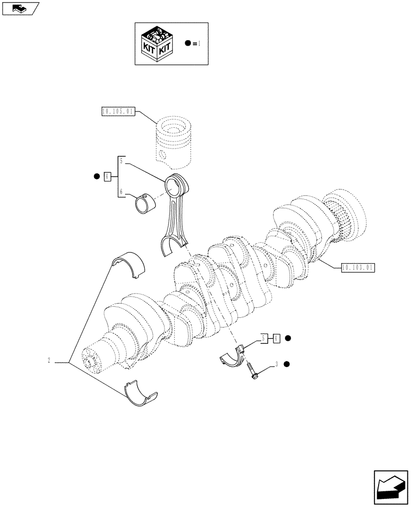 Схема запчастей Case F4HFE613U A005 - (10.105.02) - SHORT BLOCK - CONNECTING ROD (5801371818 - 504336352) (10) - ENGINE