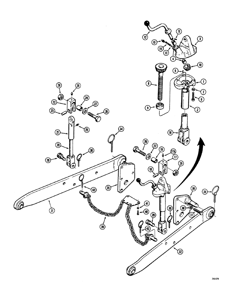 Схема запчастей Case 380CK - (056) - SELECTAMATIC HITCH, CATEGORY I LIFT RODS AND ARMS 