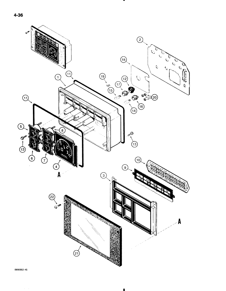 Схема запчастей Case 580K - (4-036) - INSTRUMENT CLUSTER (04) - ELECTRICAL SYSTEMS