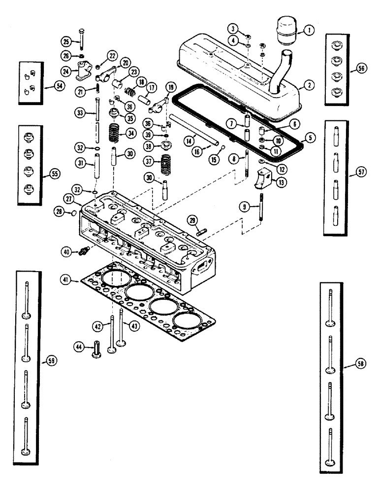 Схема запчастей Case 430CK - (006) - CYLINDER HEAD AND VALVES, (148B) SPARK IGNITION ENGINE 