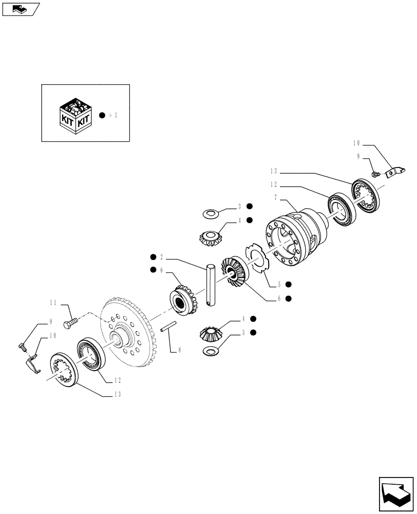 Схема запчастей Case 580SN - (25.102.03) - DIFFERENTIAL ASSY - 4WD (25) - FRONT AXLE SYSTEM