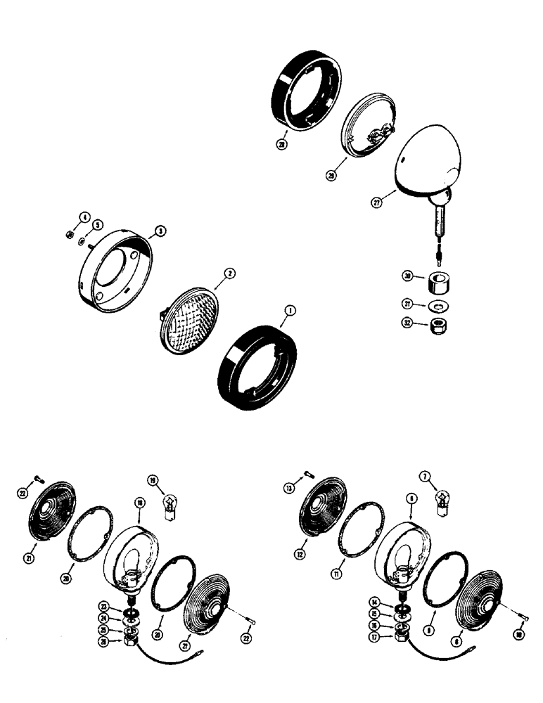 Схема запчастей Case 580B - (121C) - LIGHTS, D30243 HEADLIGHT (04) - ELECTRICAL SYSTEMS