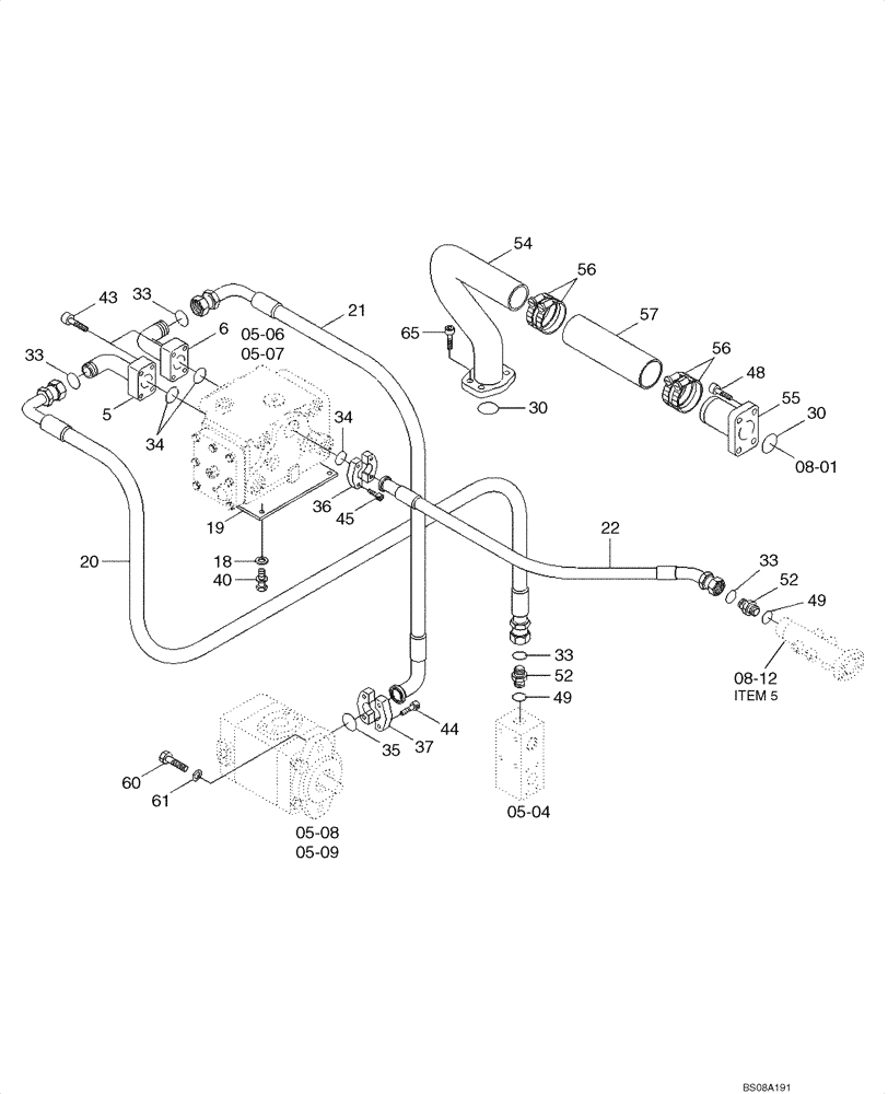 Схема запчастей Case 1221E - (05-03[01]) - STEERING HYDRAULIC LINES (A) (87700438) (05) - STEERING