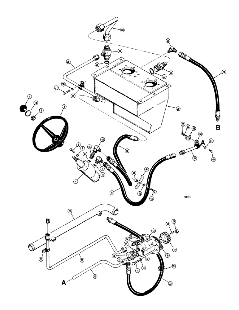 Схема запчастей Case 680CK - (134) - STEERING HYDRAULICS, STEERING PUMPS AND RESERVOIR (41) - STEERING