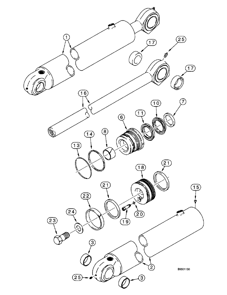 Схема запчастей Case 590SL - (9-19) - BACKHOE BOOM CYLINDER (08) - HYDRAULICS