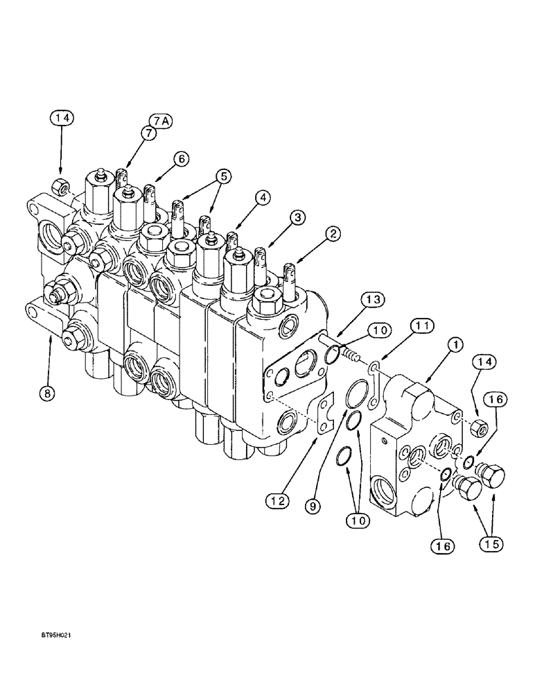 Схема запчастей Case 590SL - (8-106) - BACKHOE CNTRL. VALVES,MODELS W/ EXTENDABLE DIPPER OR AUX HYD,TRAC. P.I.N. JJG0209066 THRU JJG0209873 (08) - HYDRAULICS