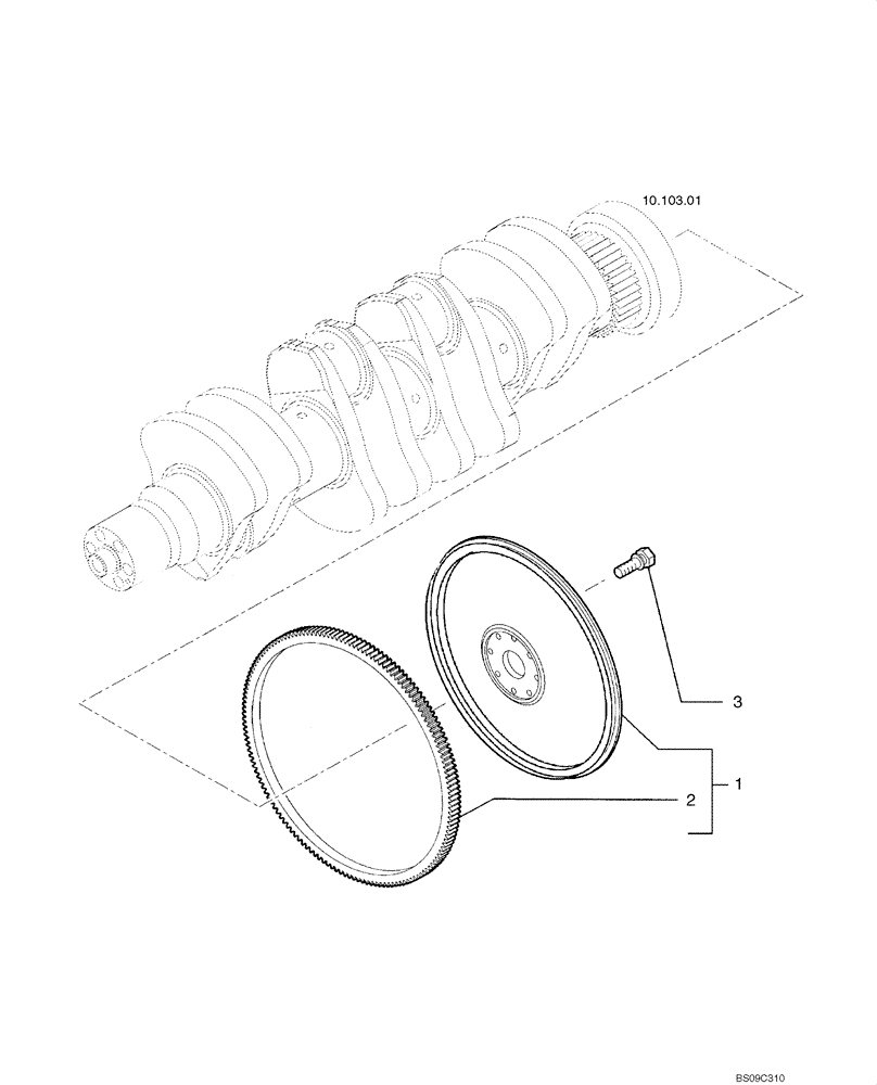 Схема запчастей Case 650L - (10.103.03) - FLYWHEEL - ENGINE (10) - ENGINE