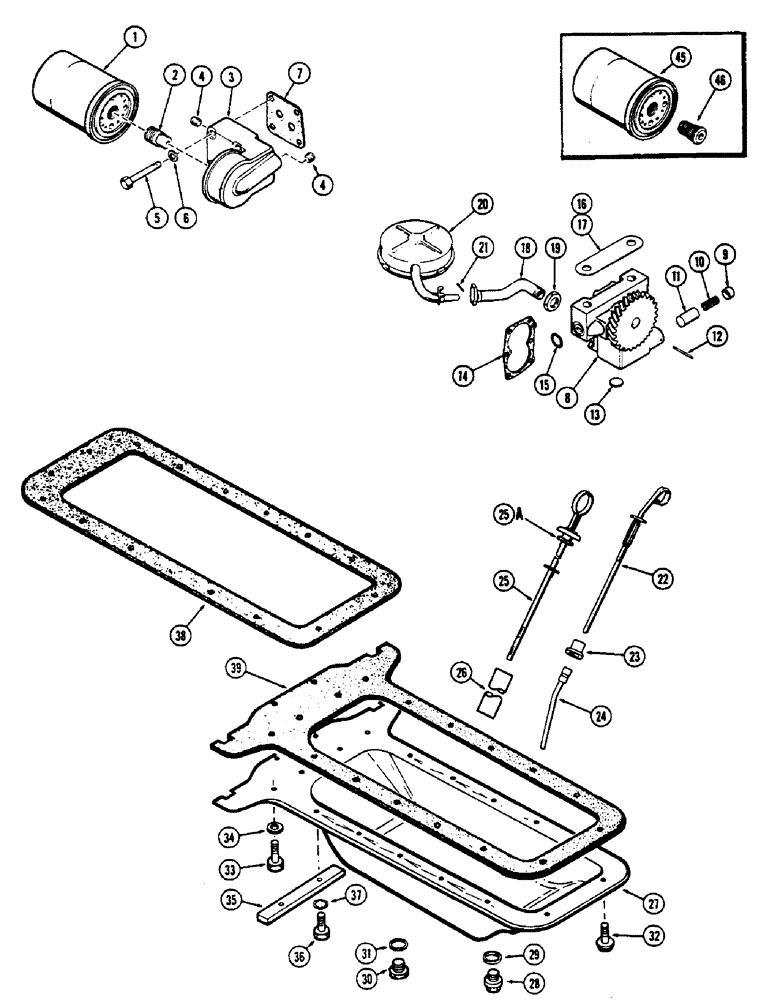 Схема запчастей Case 530CK - (048) - OIL PUMP-OIL FILTER-OIL PAN, (188) DIESEL ENGINE (10) - ENGINE