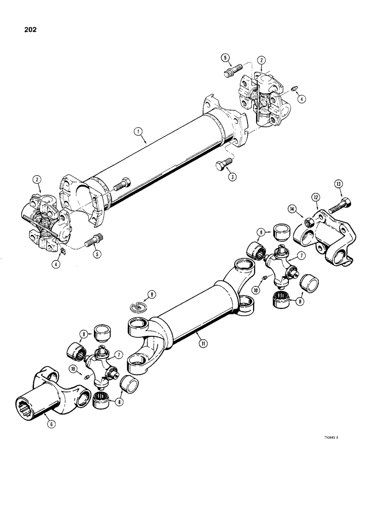 Схема запчастей Case 480C - (202) - DRIVE SHAFTS, BEFORE TRACTOR SERIAL NUMBER 8956868 (21) - TRANSMISSION