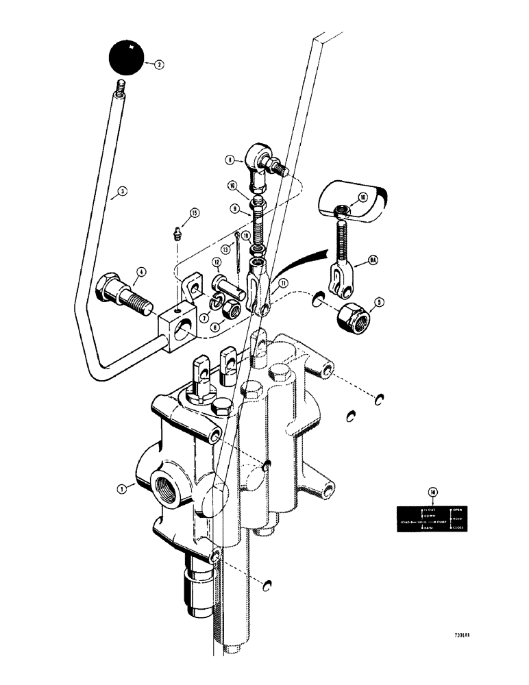 Схема запчастей Case 780 - (468) - LOADER CONTROLS, 3 SPOOL VALVE AND LEVERS (09) - CHASSIS/ATTACHMENTS