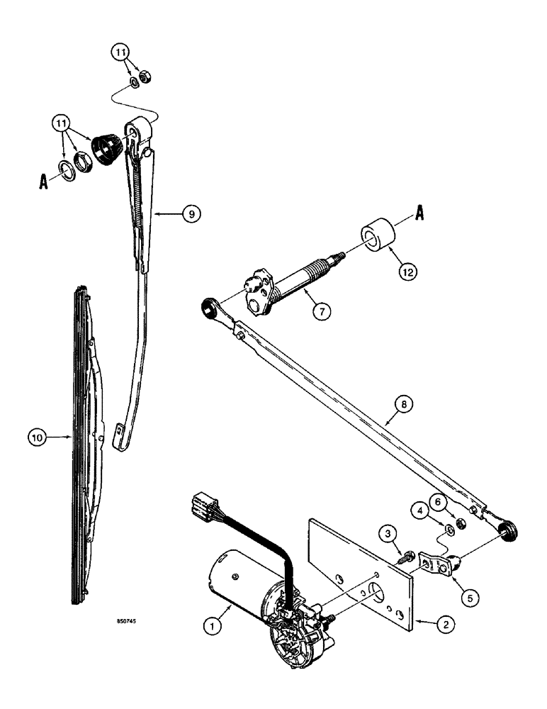 Схема запчастей Case W14 - (230) - CAB FRONT WIPERS, USED ON PIN 9154965 AND AFTER, FRONT WIPER- INCLUDED IN CAB S/N 52650 AND AFTER (04) - ELECTRICAL SYSTEMS