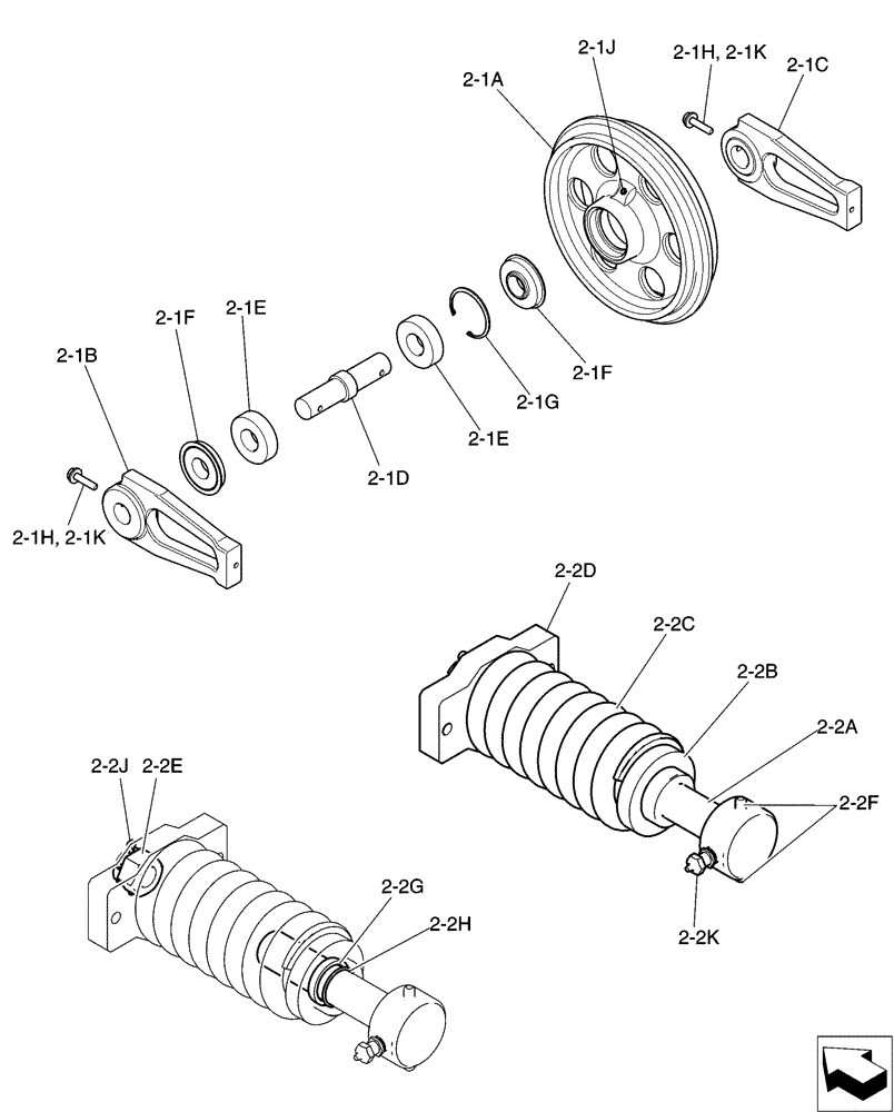 Схема запчастей Case CX31B - (02-007[03]) - IDLER ASSY, CRAWLER (48) - TRACKS & TRACK SUSPENSION