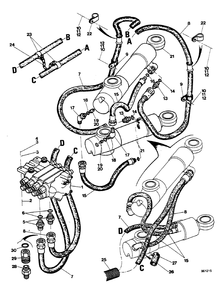 Схема запчастей Case 580G - (246) - SIDESHIFT BACKHOE - SWING CYLINDER HYDRAULIC CIRCUIT UP TO NO. 3.947.279 (08) - HYDRAULICS