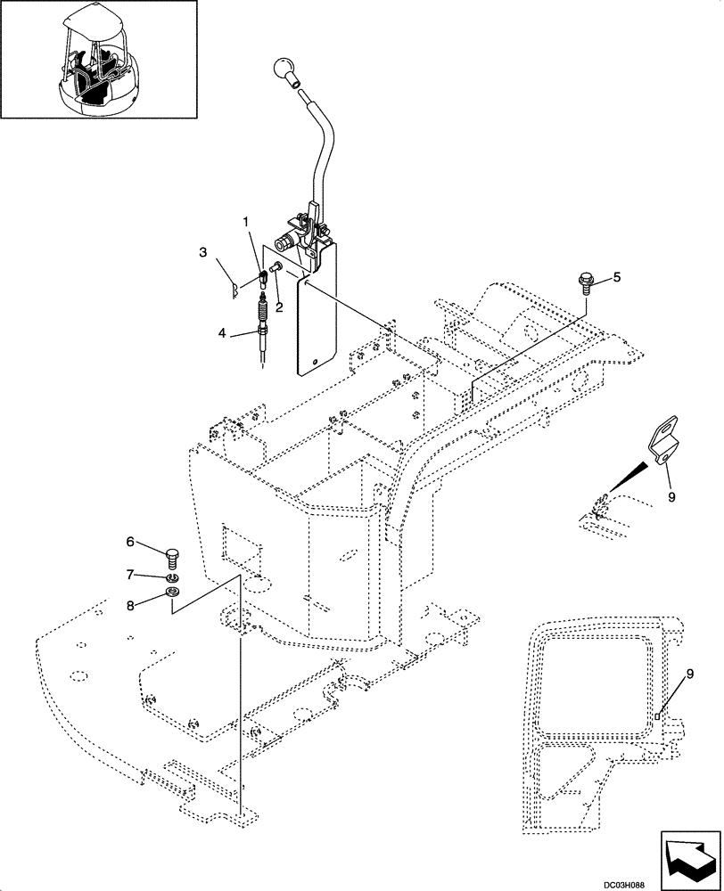 Схема запчастей Case CX47 - (09-24[00]) - CONTROLS - OPERATORS COMPARTMENT (A) (09) - CHASSIS/ATTACHMENTS